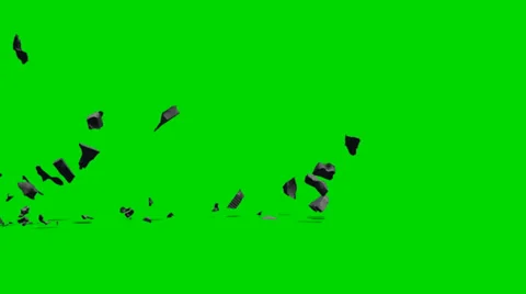 Stone rubble debris explode - isolated green screen footage Clip 11 Video stock 33643849