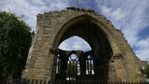 Stone ruin with arched windows Stock Footage 86556052