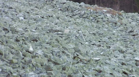 Stone run on Lysa Gora made of  cambrian rocks. Zoom out. Stock Footage 39805251