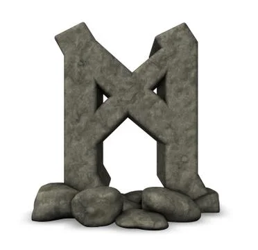 Stone rune on white background - 3d illustration Stock Illustration