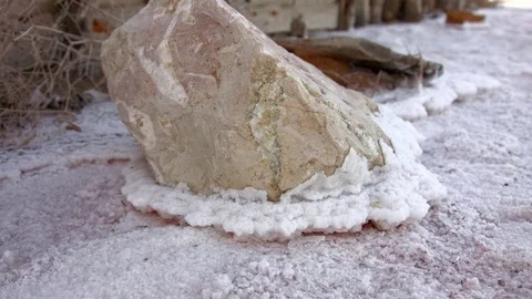 Stone with salt deposits Stock Footage 79603904