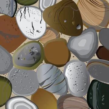 Stone on sand background. Vector stone texture on sand background. Stock Illustration