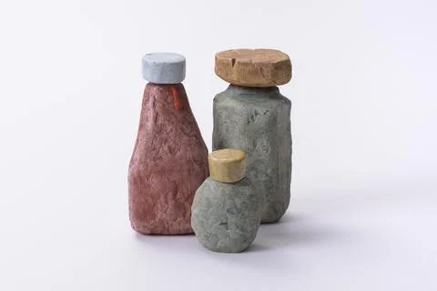 Stone Sauce Containers Set Stock Photos