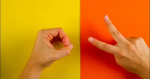 Stone, scissors and paper gestures. Stock Footage 117343525