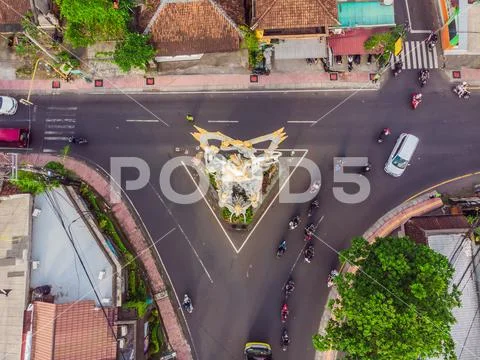 Stone sculpture of Arjuna in Ubud town, Bali island, Indonesia. Arjuna is a hero Stock Photos