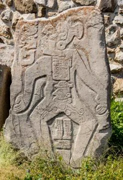Stone sculpture from Mt Alban showing birth of a child Stock Photos