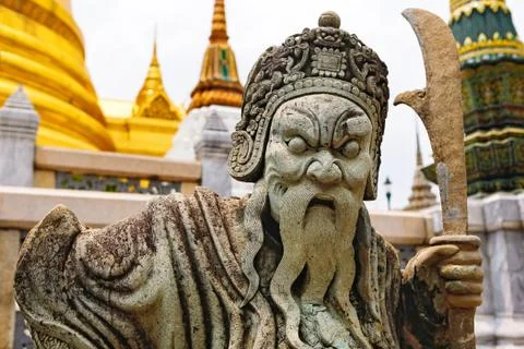 Stone sculpture in thai temple Stock Photos