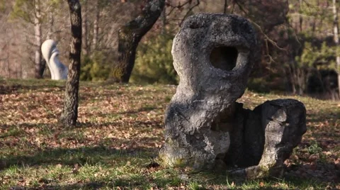 Stone sculptures in a garden Stock-Footage 47148978