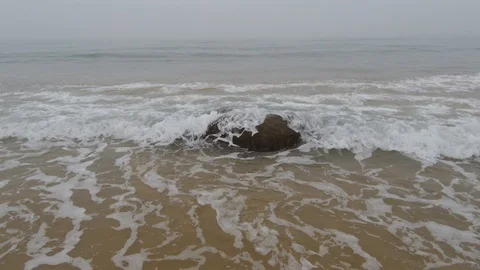 Stone on the sea beach Stock Footage