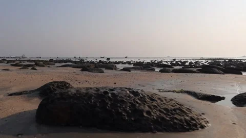 Stone in Sea Beach Stock Footage 258825811