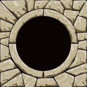 Stone seamless pattern with round frame Stock Illustration