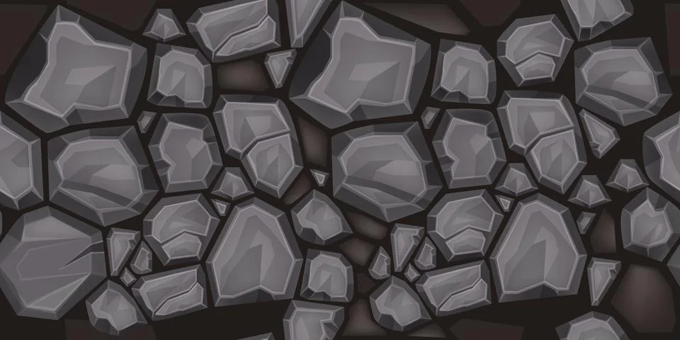 Stone seamless pattern, vector rock texture, house gray granite wall Stock Illustration