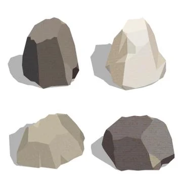 Stone set isometric isolated on white background. Vector illustration. Иллюстрация