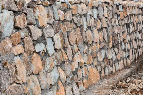 Stone side wall with defined pattern . Foto stock