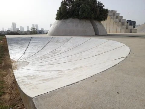 Stone Skating Surface in Park Edith Wolfson, Tel Aviv, Israel Stock Photos