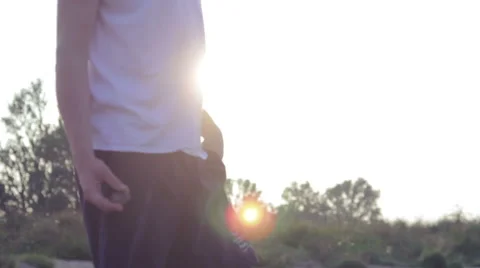 Stone skipping Stock Footage 40760777