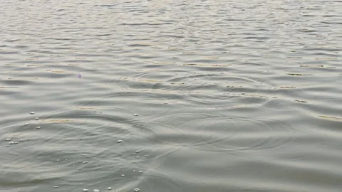 Stone skipping wind rippled water splash effect Stock Footage 307000452