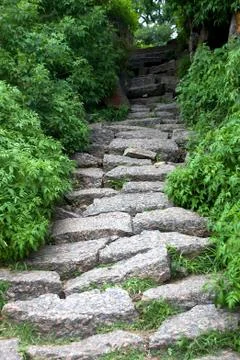 Stone Slab Path Up The Hill Stock Photos