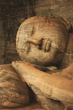 Stone Sleeping Buddha Head Stock Photos