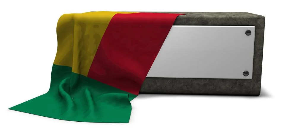 Stone socket and flag of benin - 3d rendering Illustrazione stock