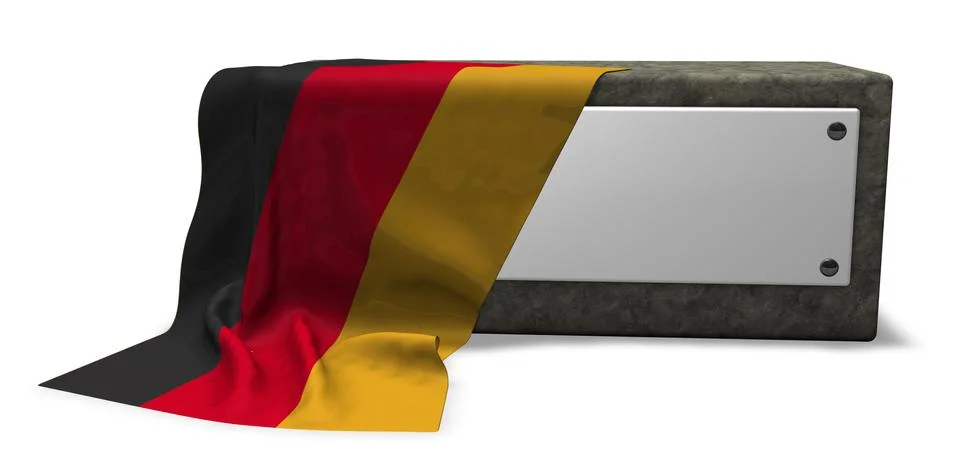 Stone socket with blank sign and flag of germany - 3d rendering Stock Illustration