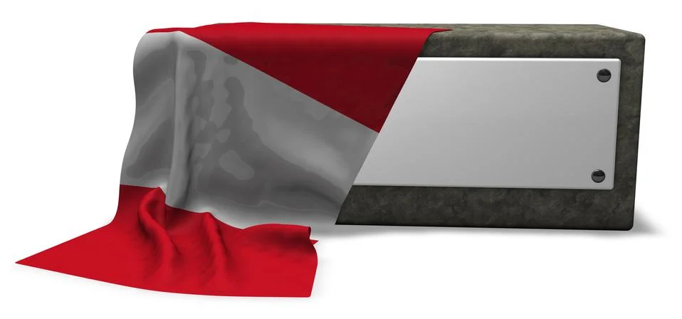 Stone socket with blank sign and flag of peru - 3d rendering Stock Illustration