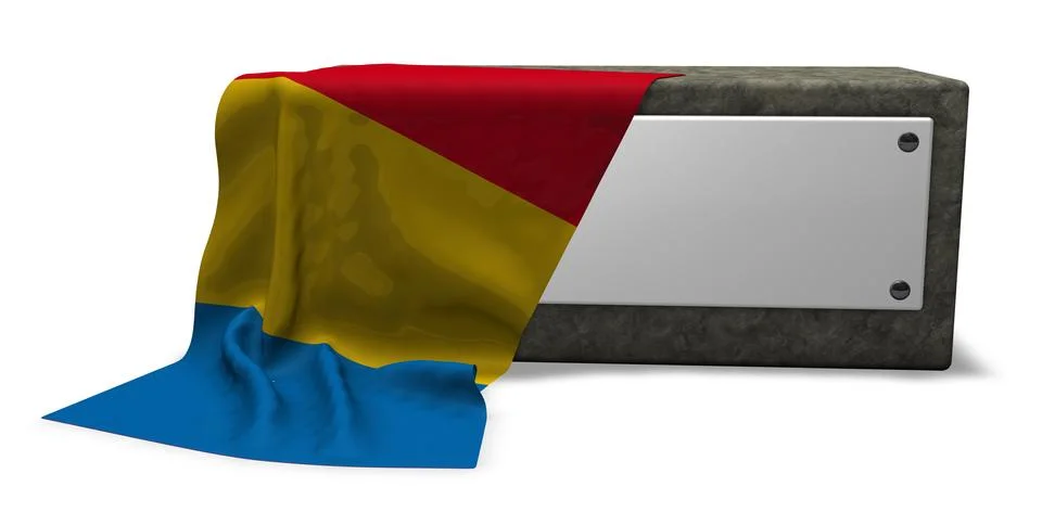 Stone socket with blank sign and flag of romania - 3d rendering Stock Illustration