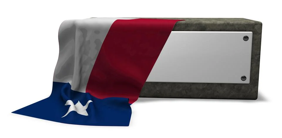 Stone socket with blank sign and flag of texas - 3d rendering Illustrazione stock
