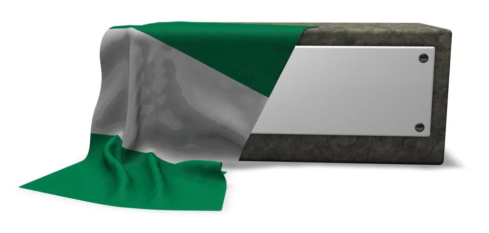 Stone socket with blank sign and flag of nigeria - 3d rendering Stock Illustration