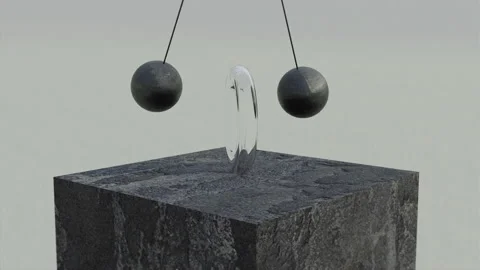 Stone spheres swinging through a rotating ring, seamless animation with Stock Footage 148139129