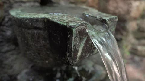 Stone spring in the forest with crystal clear water and natural sound Stock-Footage 344603244