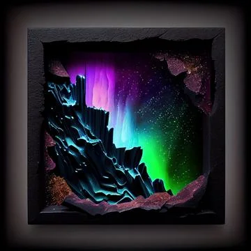 A stone square frame with colorful rocks on solid background. Stock Illustration