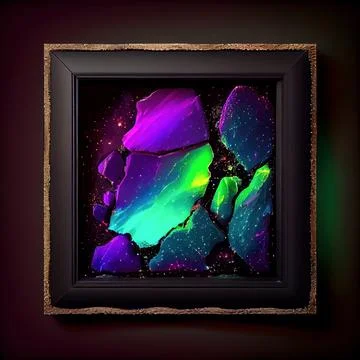A stone square frame with colorful rocks on solid background. イラスト素材