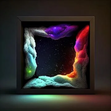 A stone square frame with colorful rocks on solid background. イラスト素材