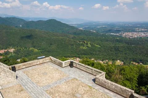 Stone square in front of the monastery in Varese, Italy Stock Photos