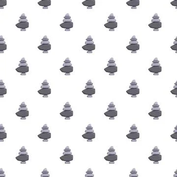 Stone stack balancing pebbles forming seamless pattern Stock Illustration