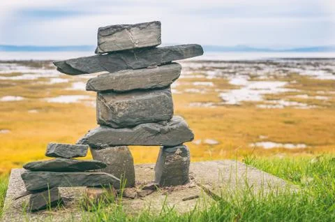 Stone stack in Kamouraska, Quebec, Canada Stock Photos