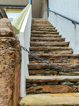 Stone staircase with chain Stock Photos