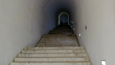 Stone staircase inside Mount Lovcen to mausoleum entrance, Montenegro Video stock 289539615