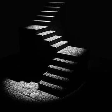 Stone staircase at night Ilustración de archivo