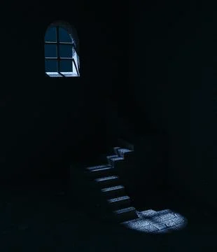 Stone staircase at night Stock Illustration