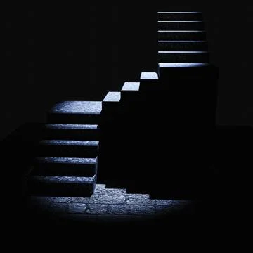 Stone staircase at night Stock Illustration
