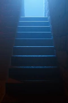 Stone staircase at night Stock Illustration