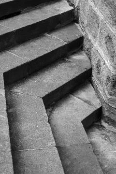 Stone staircase steps of irregular shape Stock Photos