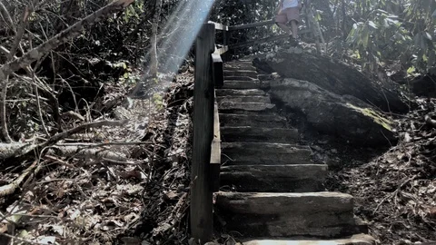 Stone stairs Crabtree Falls Trail Blue Ridge Parkway North Carolina 4K Stock Footage 89605955
