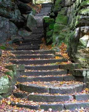 Stone stairs in fall Stock Photos