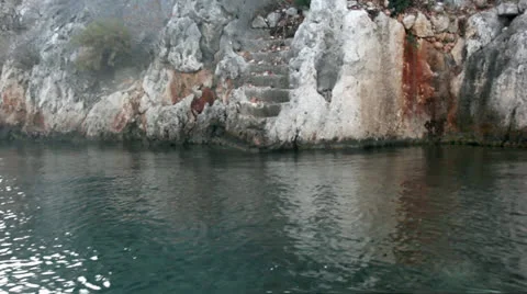 Stone Stairs to Sea Stock Footage 24821871
