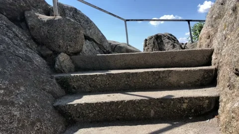 Stone stairs up, subjective camera. Stock Footage 187760459
