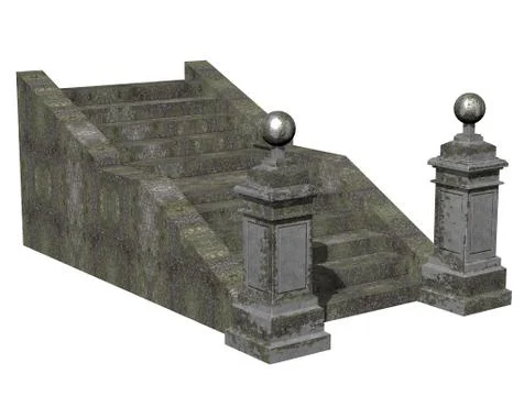 Stone stairs on white background.3D Rendering Stock Illustration