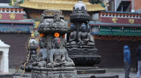 A stone statue depicting a Buddha Video stock 58561242